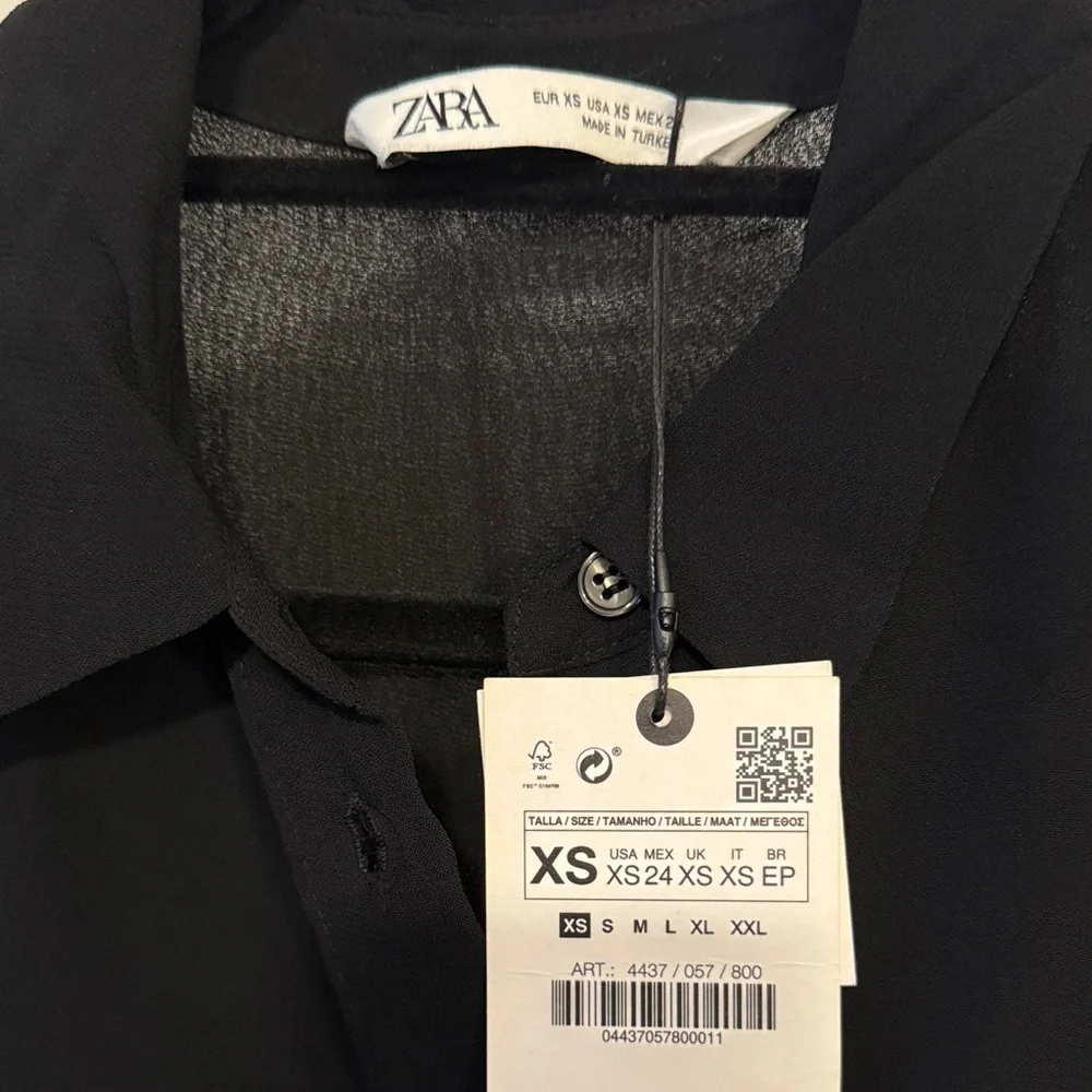Zara Black Button-Up Sheer Dress - Picture 3 of 3